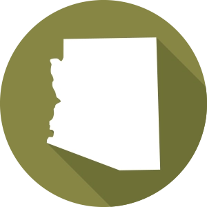 Icon of the State of Arizona with a Green Circle Background.