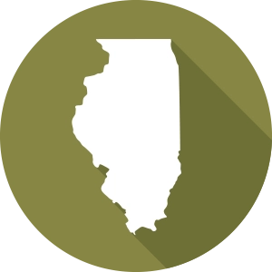 Icon of the State of Illinois with a Green Circle Background.