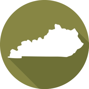 Icon of the State of Kentucky with a Green Circle Background.