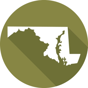 Icon of the State of Maryland with a Green Circle Background.