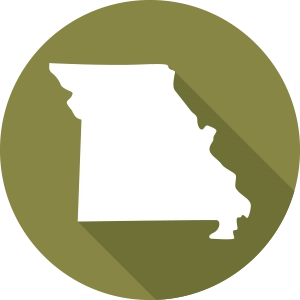 Icon of the State of Missouri with a Green Circle Background.