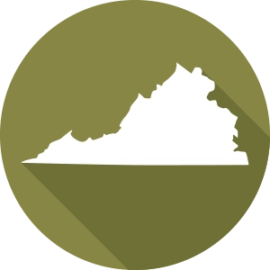 Icon of the State of Virginia with a Green Circle Background.